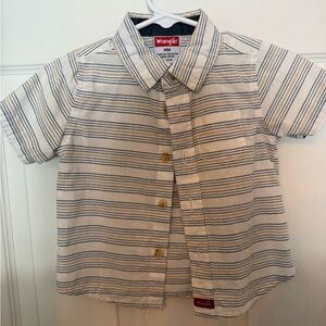 Wrangler Kids Button Down Shirt - Cream and Gray Stripes